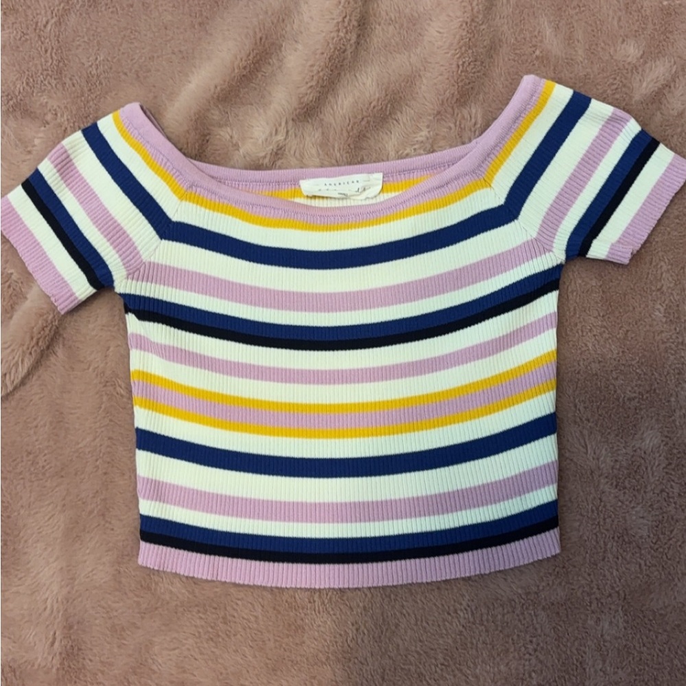 Striped Off-Shoulder Knit Top